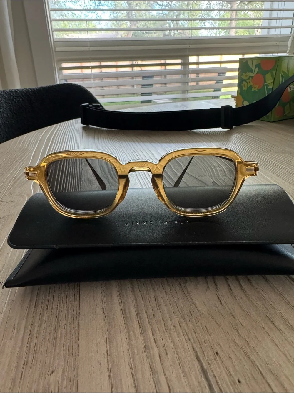 Jimmy Fairly Women's Amber Brown Square Sunglasses - Picture 2 of 4